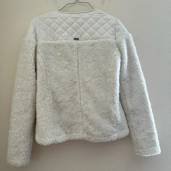 PrAna Good Lux Sherpa Quilted Ivory Zip Up Jacket Off White Minimal Lined Size S - Picture 3 of 10